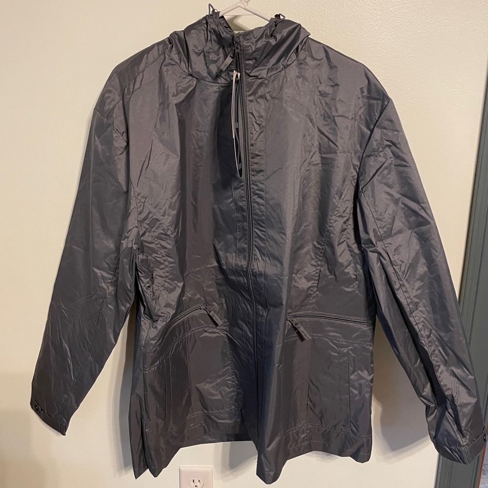 Mack Russo Windbreaker Jacket Mens XXL Grey Full Zip Hoodie Drawstring Vents